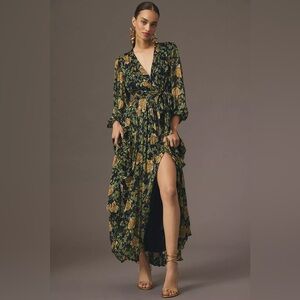 Anthropologie Erin Fetherston Faye Wrap Maxi Dress XXS Floral NWT Flawed